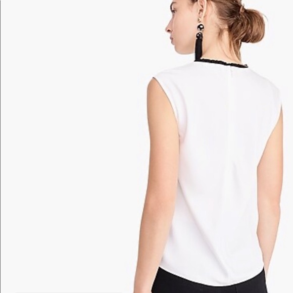 J.CREW Ruffle Neck Shell In Satin Crepe - Picture 8 of 8